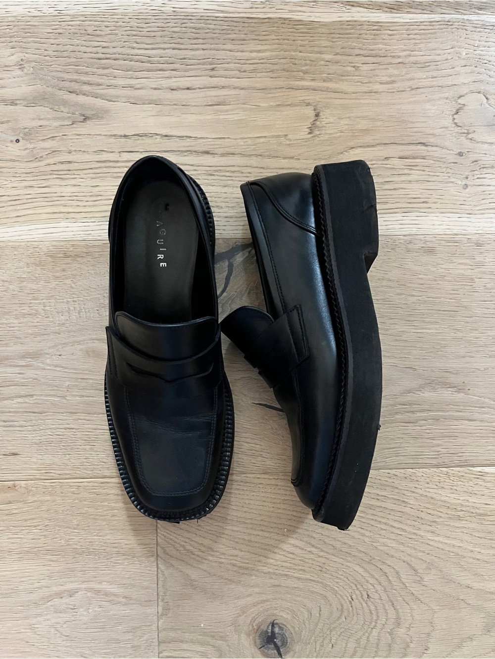 Maguire Black Leather Women's Penny Loafers — Classic Slip-On Flats - Picture 2 of 6